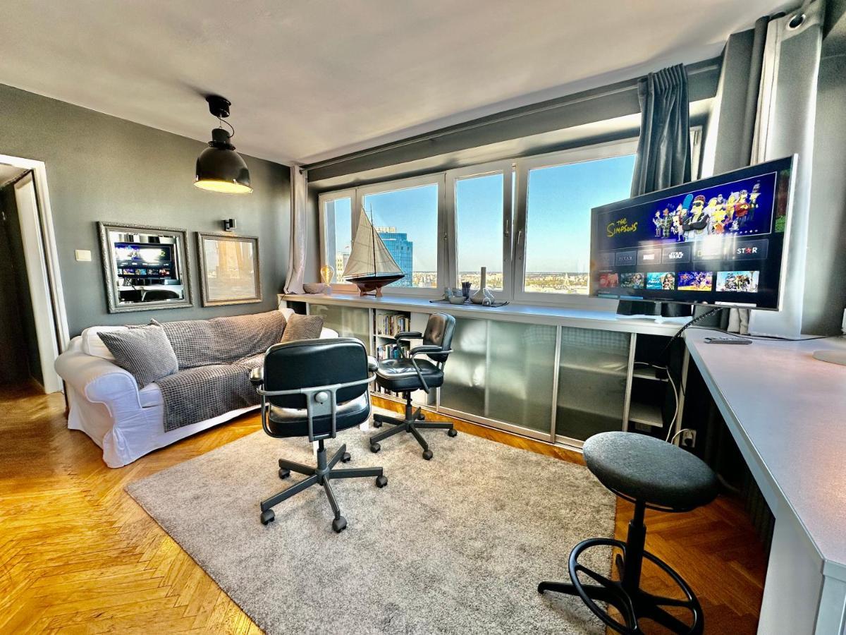 Super Apartament Grey Centrum 2X Metro Fast Wifi 300 Mbs Netflix Appletv Smarttv Spotify Panorama Miasta Варшава Экстерьер фото
